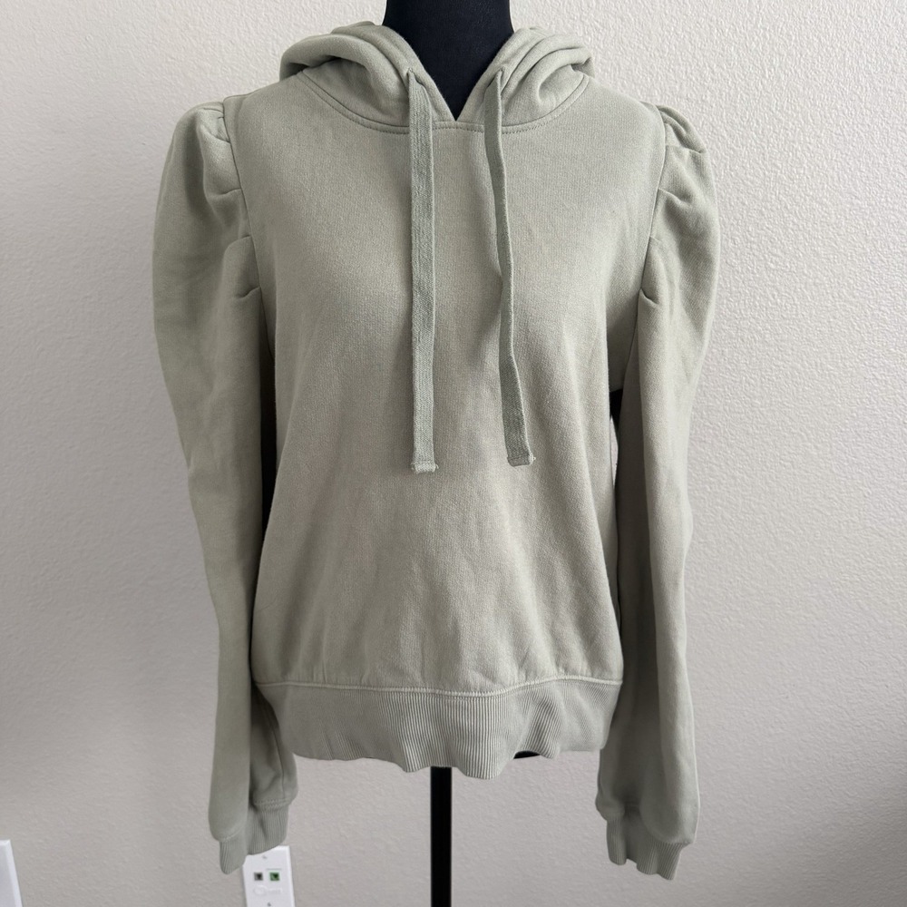 Express Women's Medium Pullover Hoodie Sage Green Feminine Puff Sleeve